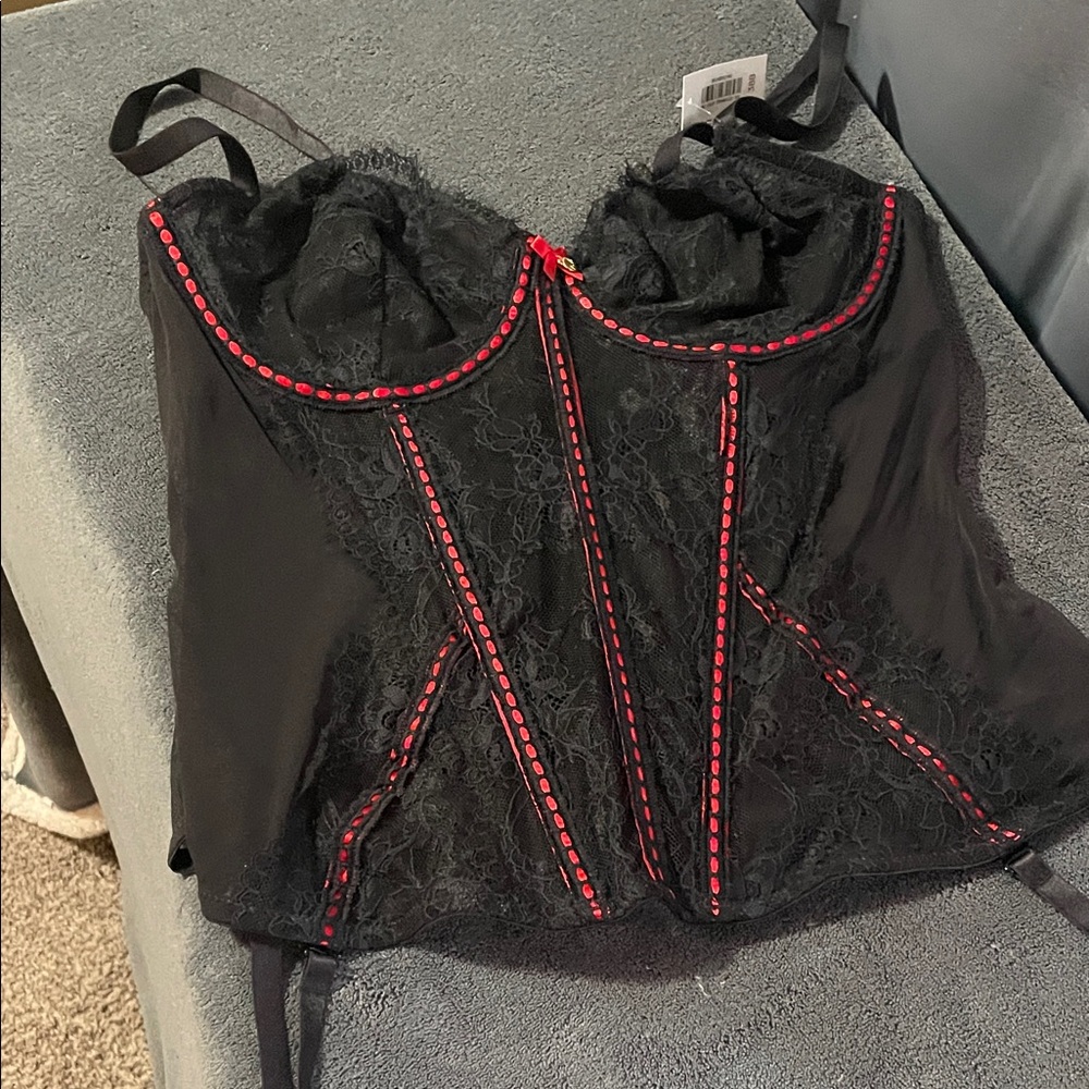 Adore Me Black and Red Lace Corset